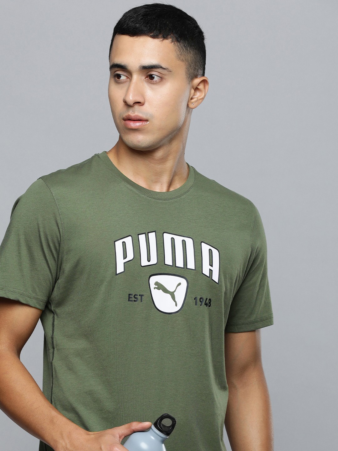 

Puma Brand Logo Printed dryCELL PERFORMANCE TRAINING T-Shirt, Olive