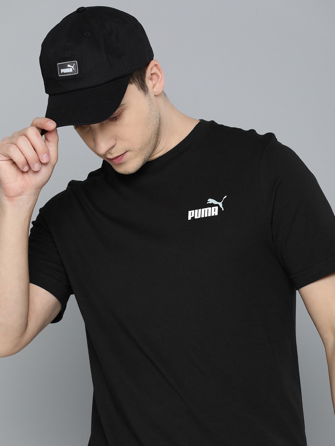 

Puma Essential+ 2 Col Small Logo Brand Logo Pure Cotton T-shirt, Black