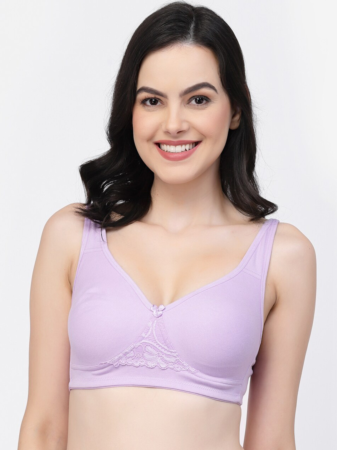 

College Girl Non-Padded Seamless All Day Comfort Full Coverage Cotton T-Shirt Bra, Lavender