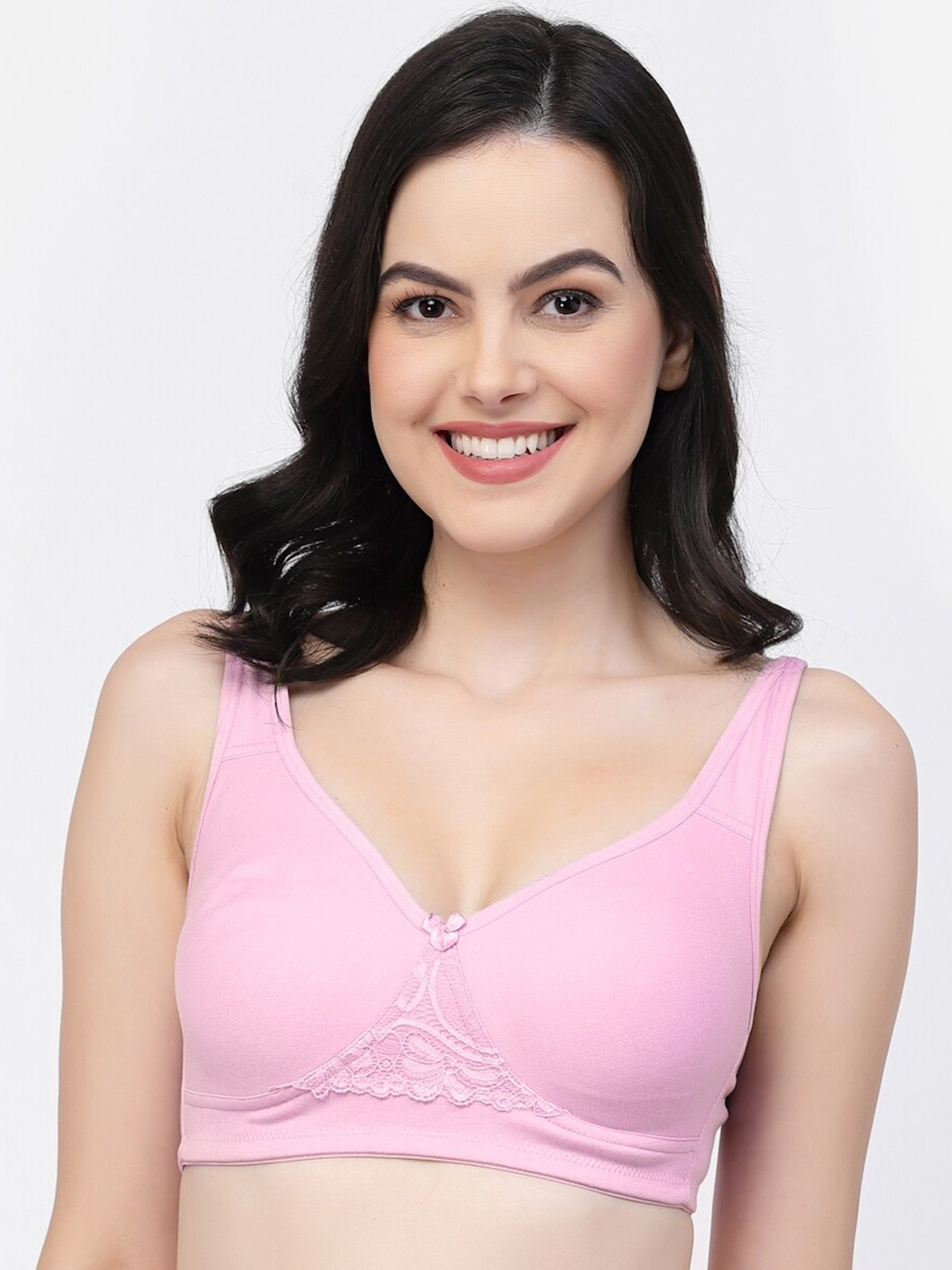 

College Girl Non-Padded Seamless All Day Comfort Full Coverage Cotton T-Shirt Bra, Pink