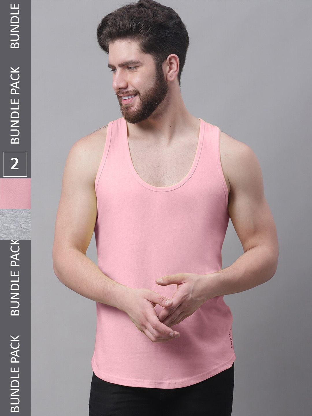 

Friskers Pack Of 2 Bio-Wash Pure Cotton Gym Vest, Pink