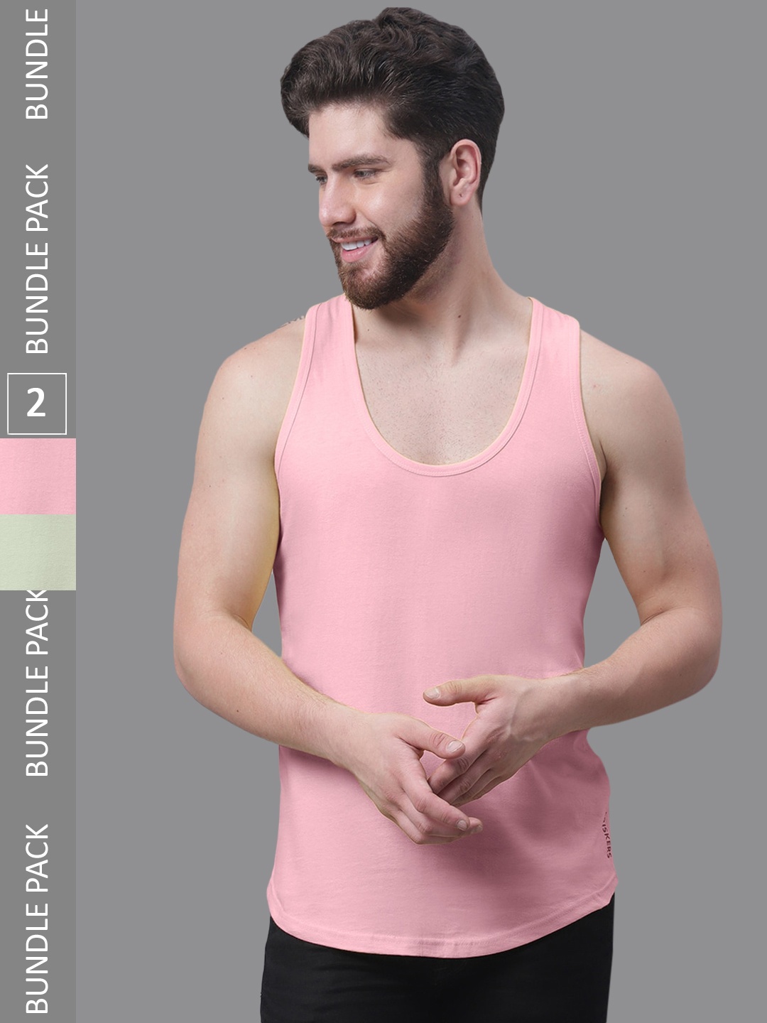 Friskers Pack Of 2 Pure Cotton Skin Friendly Gym Innerwear Vests, Pink
