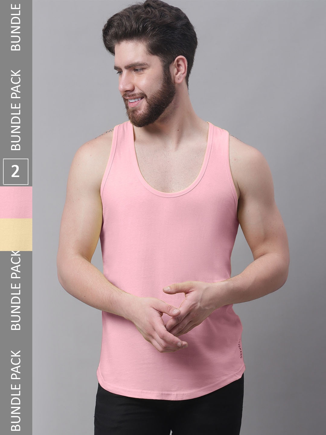 Friskers Pack Of 2 Pure Cotton Skin Friendly Gym Innerwear Vests, Pink