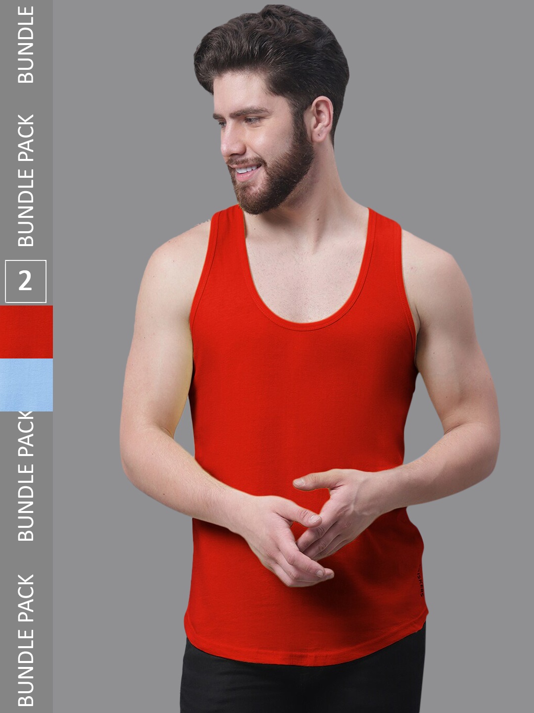 

Friskers Pack Of 2 Pure Cotton Innerwear Vests, Red