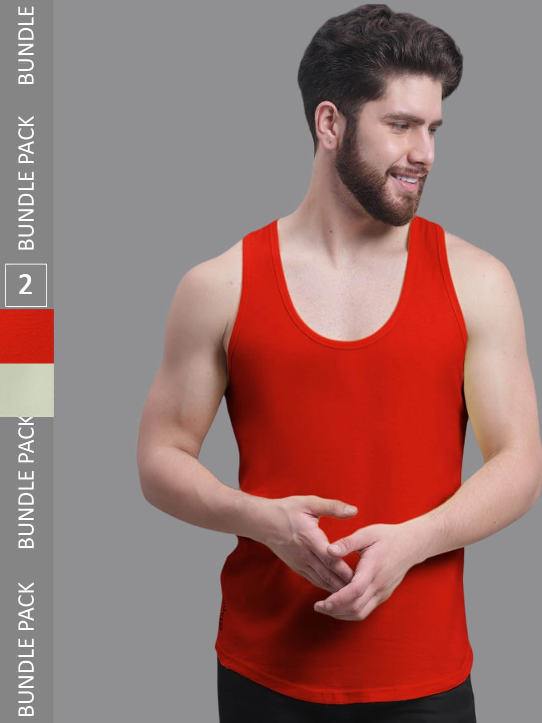 

Friskers Pack Of 2 Pure Cotton Innerwear Vests, Red