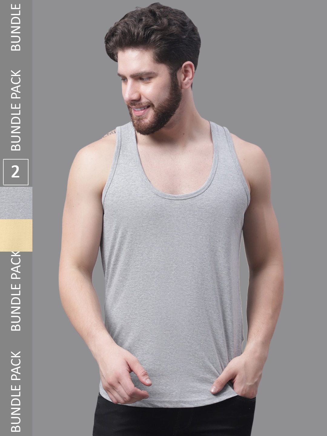 

Friskers Pack Of 2 Pure Cotton Innerwear Vests, Grey