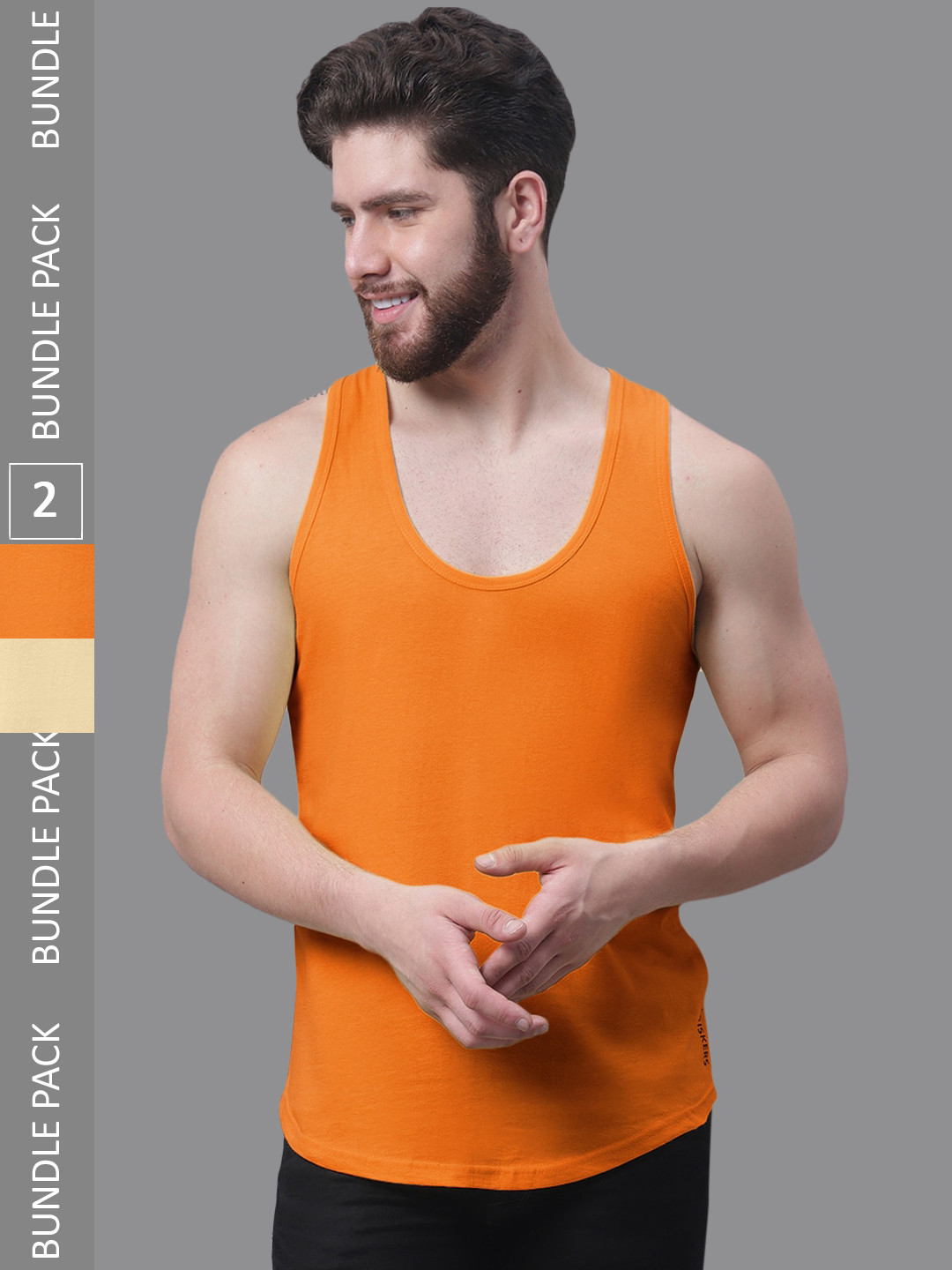 

Friskers Pack Of 2 Skin Friendly Bio-Wash Pure Cotton Innerwear Vests, Orange