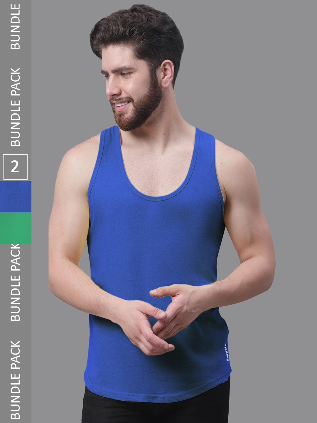 

Friskers Pack Of 2 Pure Cotton Innerwear Vests, Blue