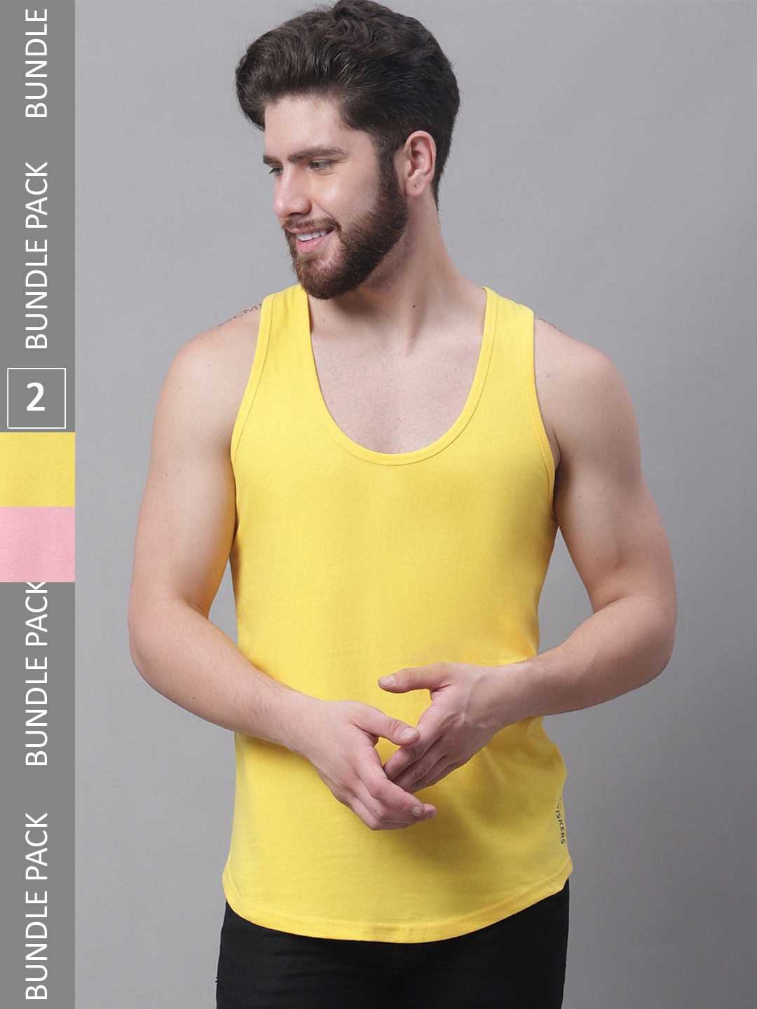 

Friskers Pack Of 2 Skin Friendly Bio-Wash Pure Cotton Innerwear Vests, Yellow