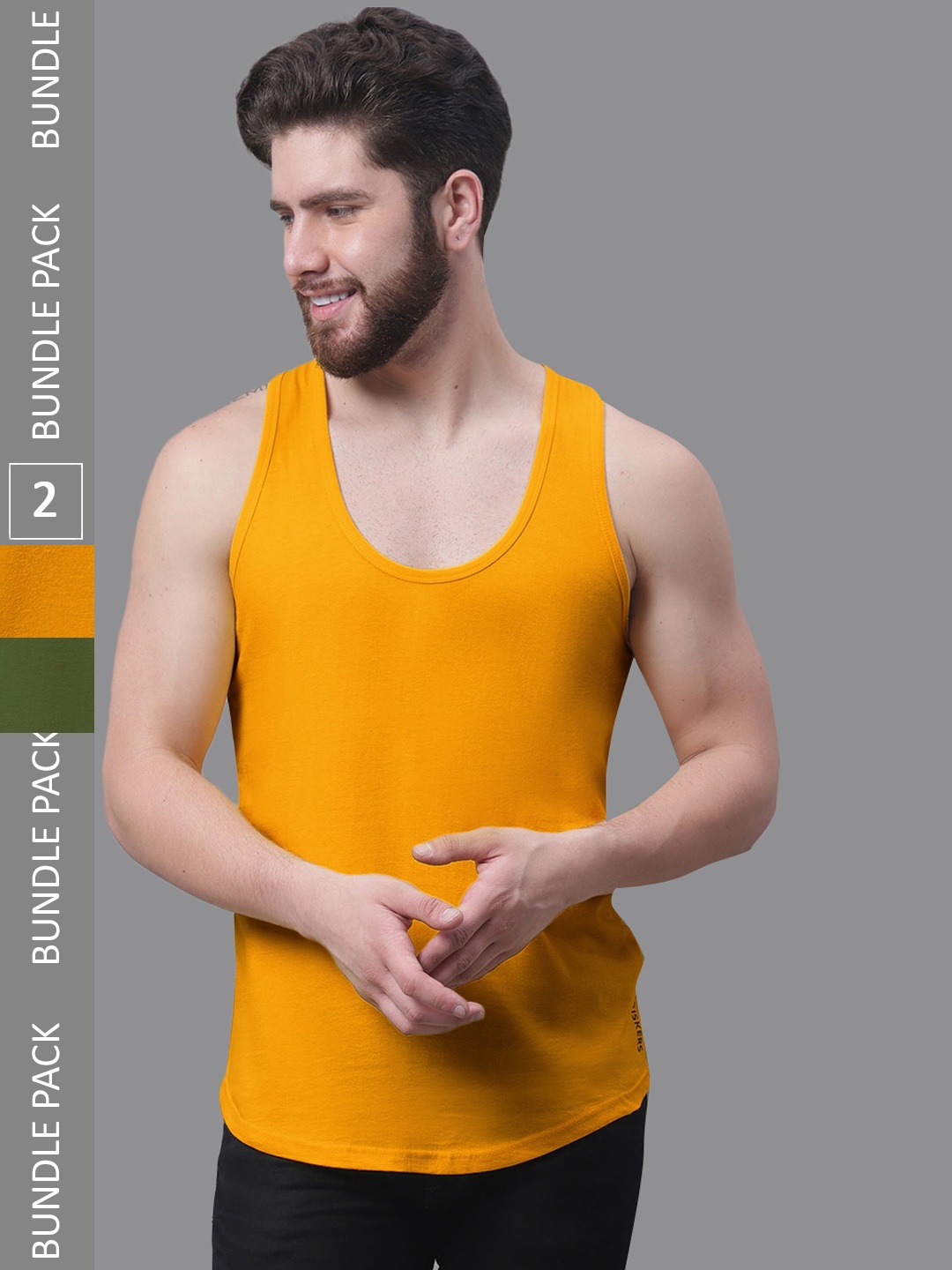 

Friskers Pack Of 2 Pure Cotton Innerwear Vests, Yellow