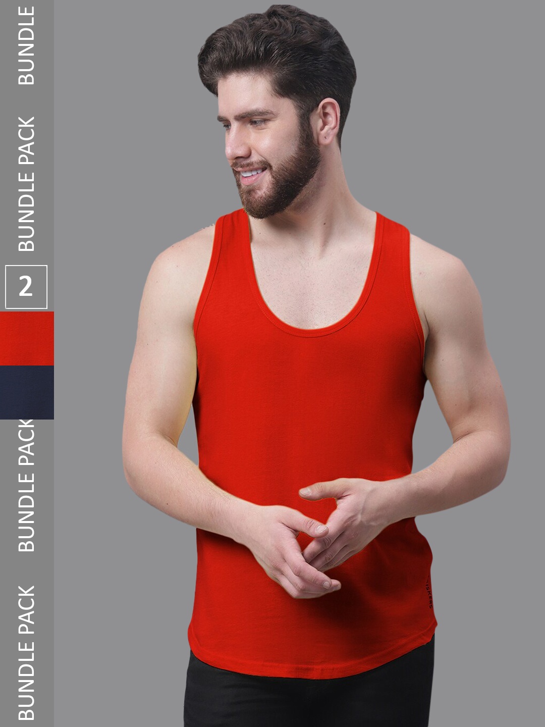 

Friskers Pack Of 2 Pure Cotton Innerwear Vests, Red