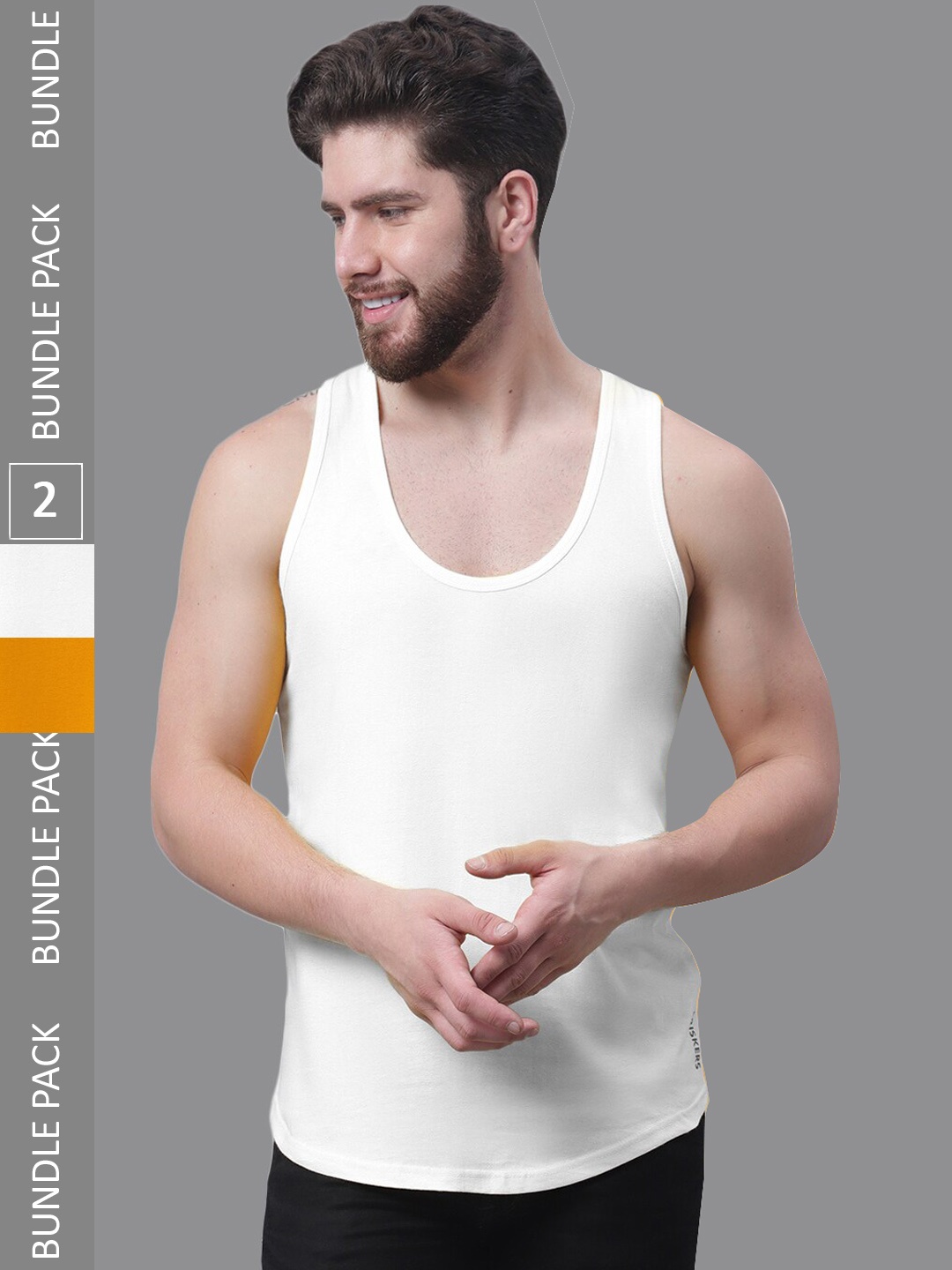 

Friskers Pack Of 2 Pure Cotton Innerwear Vests, White