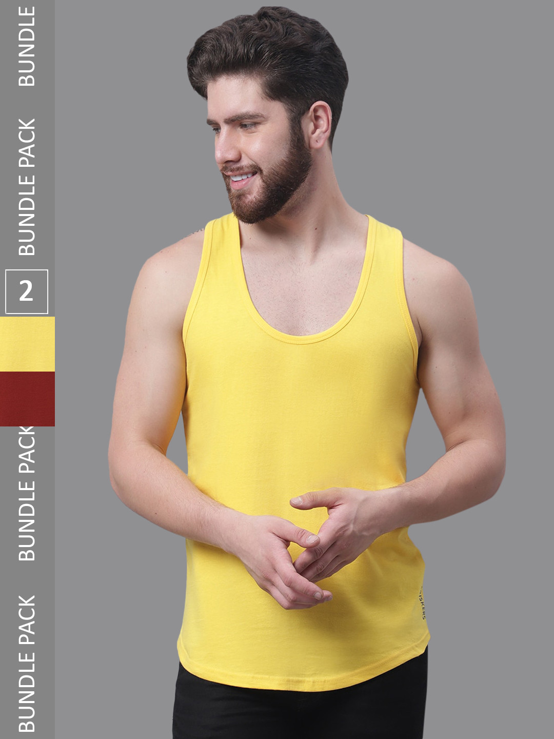 

Friskers Pack Of 2 Skin Friendly Bio-Wash Pure Cotton Innerwear Vests, Yellow