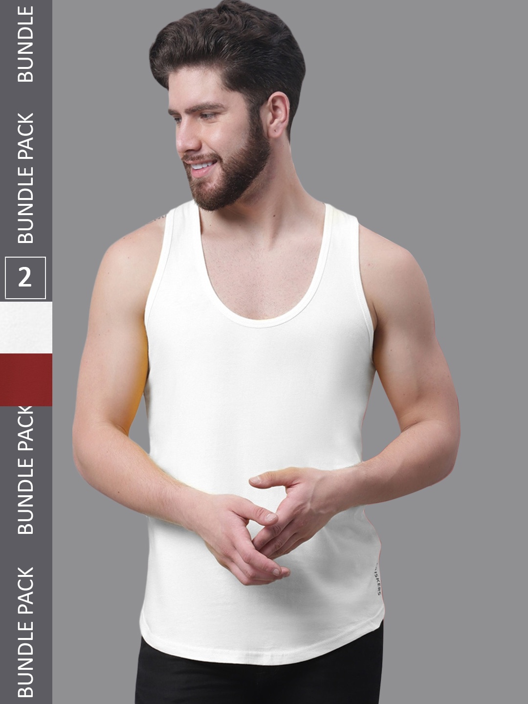 

Friskers Pack Of 2 Skin Friendly Bio-Wash Pure Cotton Innerwear Vests, White