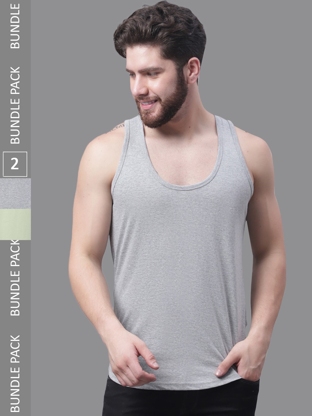 

Friskers Pack Of 2 Pure Cotton Innerwear Vests, Grey