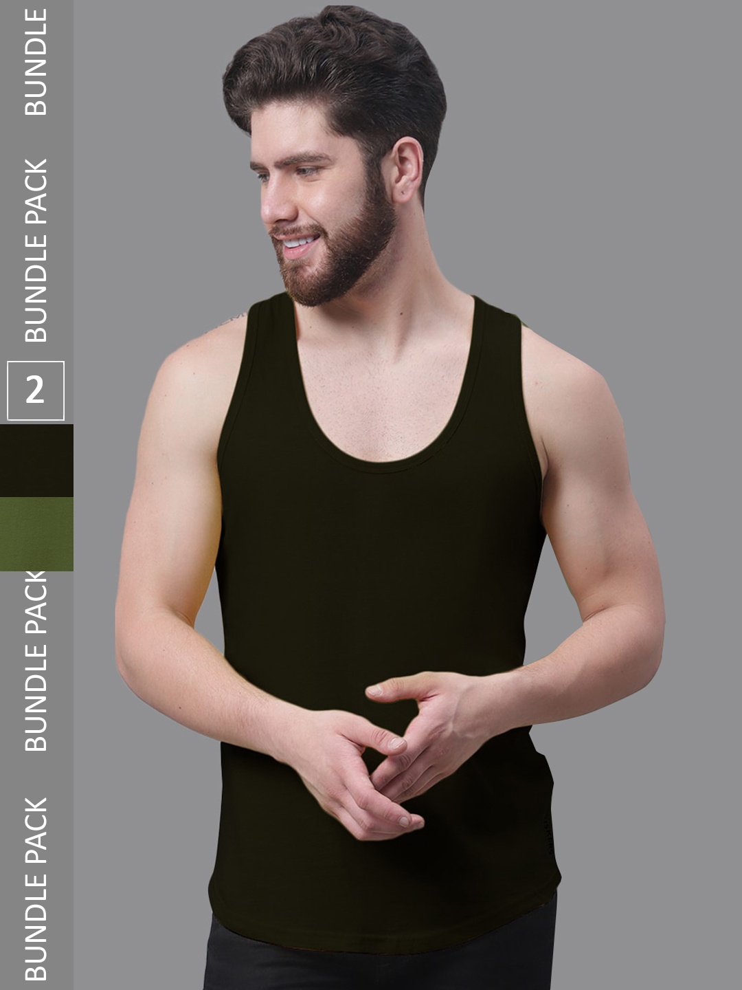 

Friskers Pack Of 2 Pure Cotton Skin Friendly Gym Innerwear Vests, Black