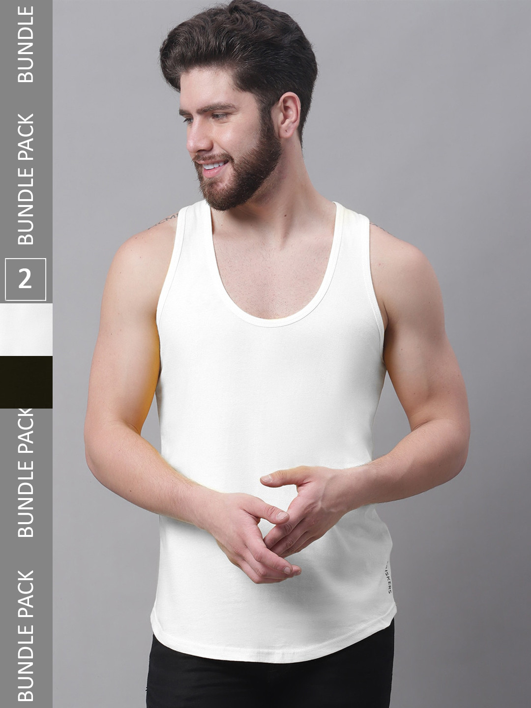 

Friskers Pack Of 2 Pure Cotton Innerwear Vests, Black