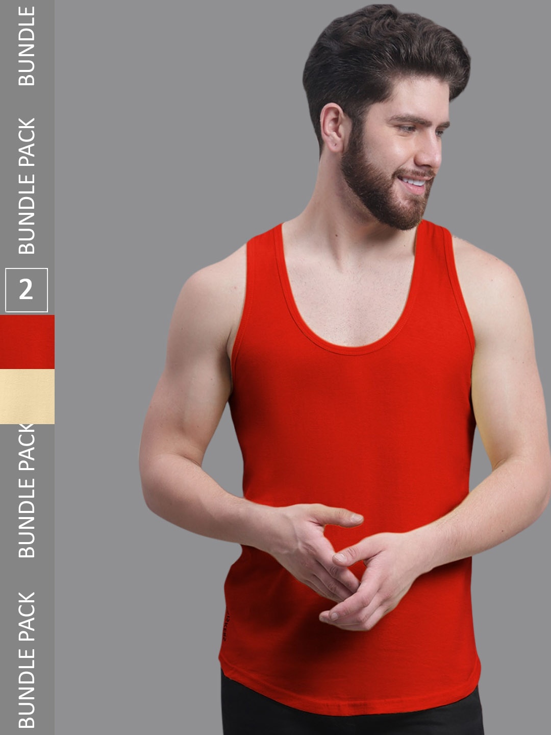 

Friskers Pack Of 2 Pure Cotton Innerwear Vests, Red