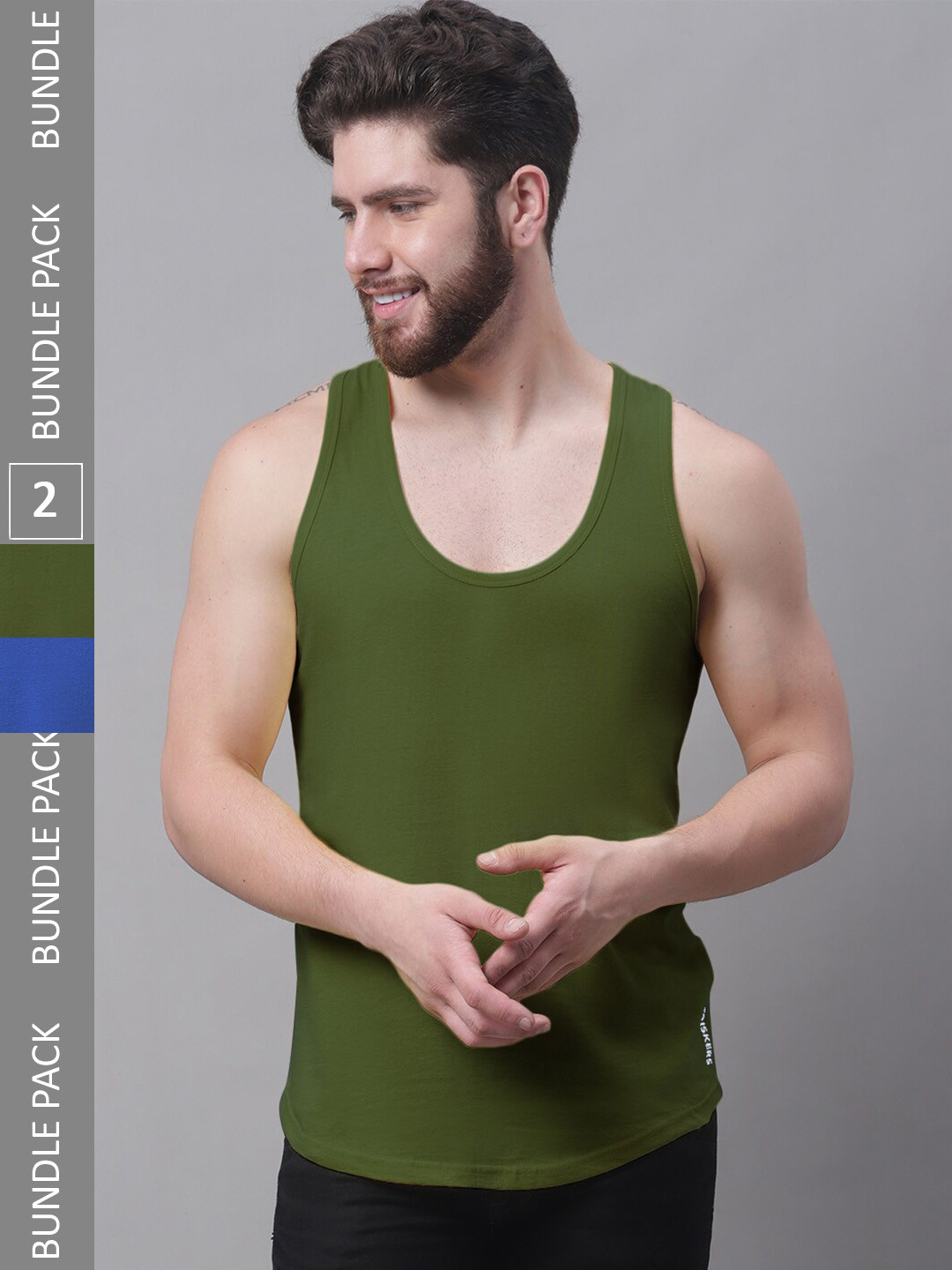 

Friskers Pack Of 2 Pure Cotton Innerwear Vests, Blue