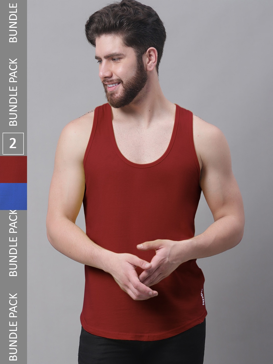 

Friskers Pack Of 2 Skin Friendly Bio-Wash Pure Cotton Innerwear Vests, Blue