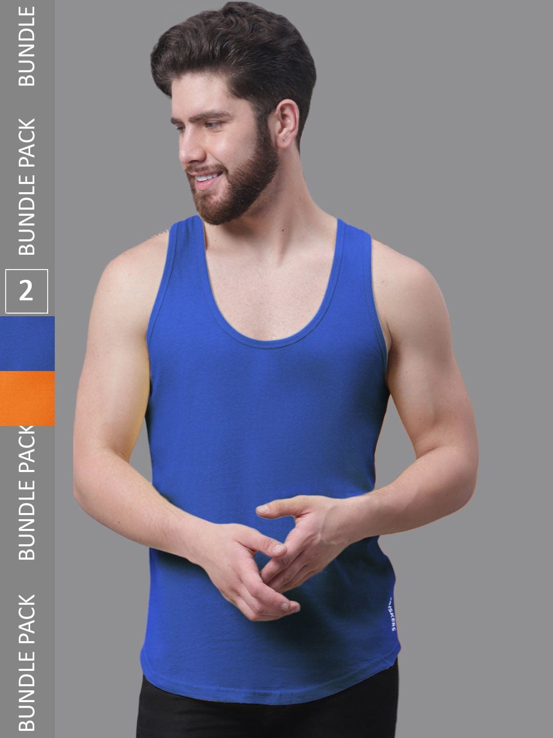 

Friskers Pack Of 2 Pure Cotton Skin Friendly Gym Innerwear Vests, Blue