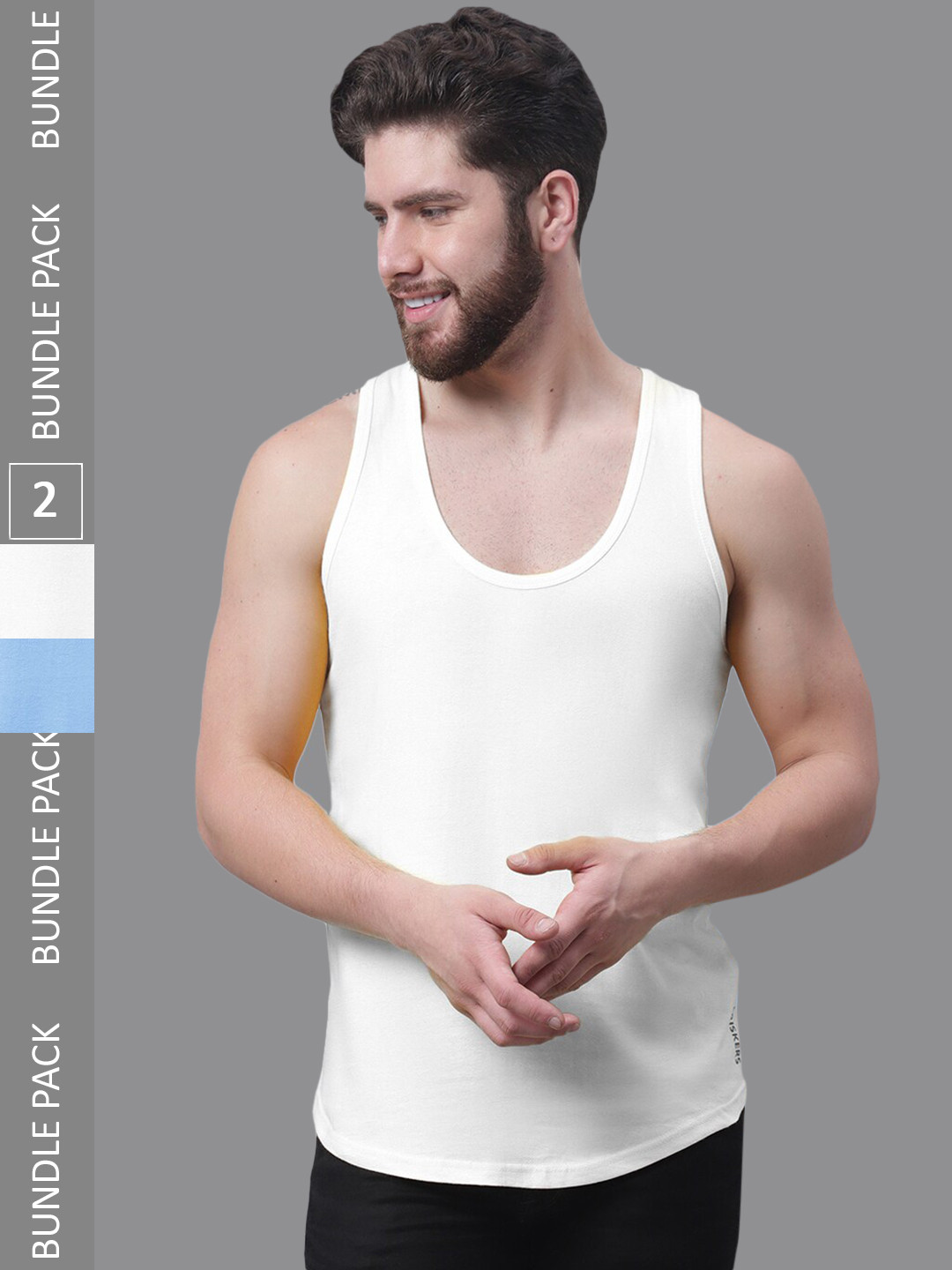 

Friskers Pack Of 2 Pure Cotton Skin Friendly Gym Innerwear Vests, White