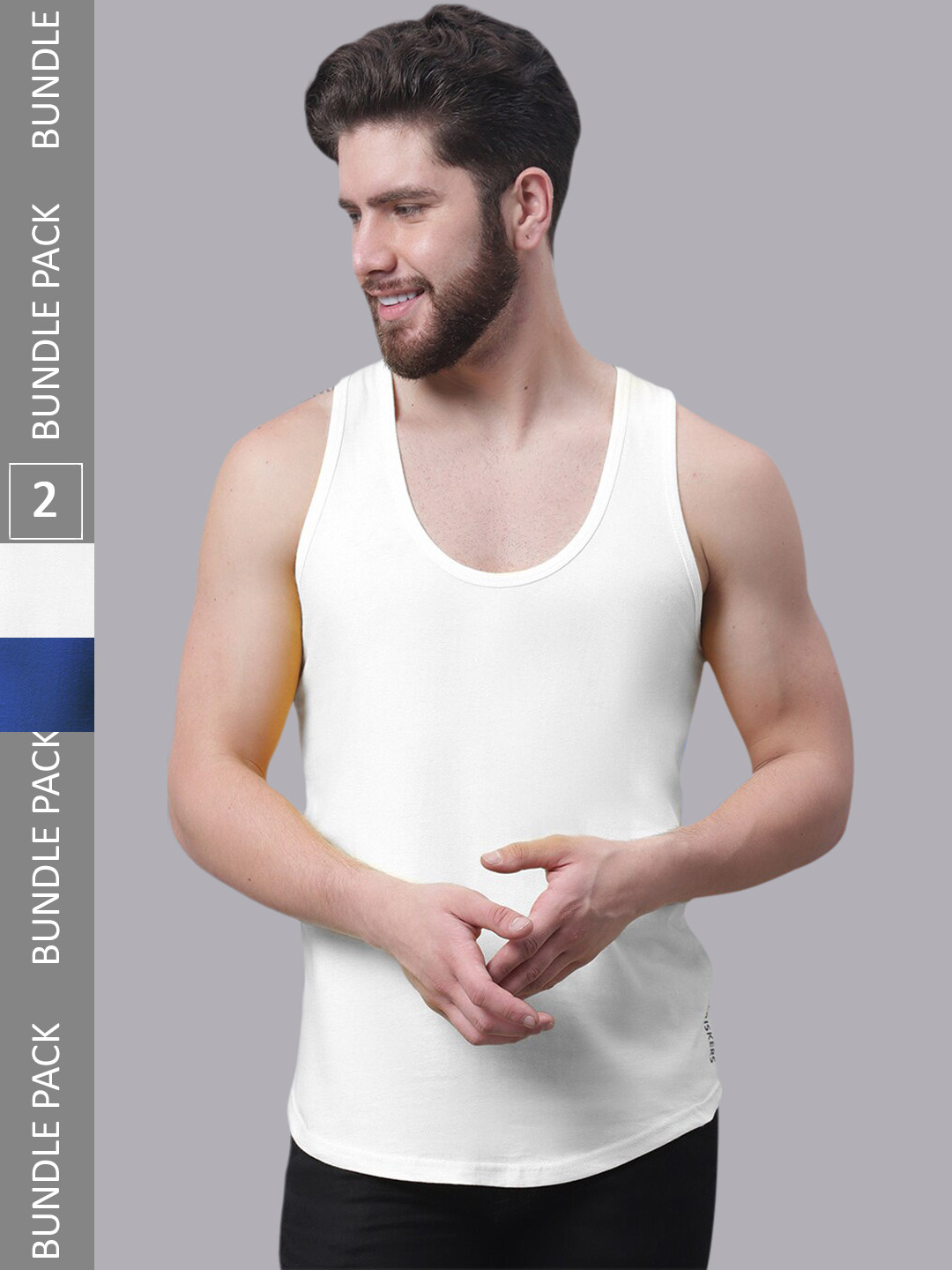 

Friskers Pack Of 2 Skin Friendly Bio-Wash Pure Cotton Innerwear Vests, White