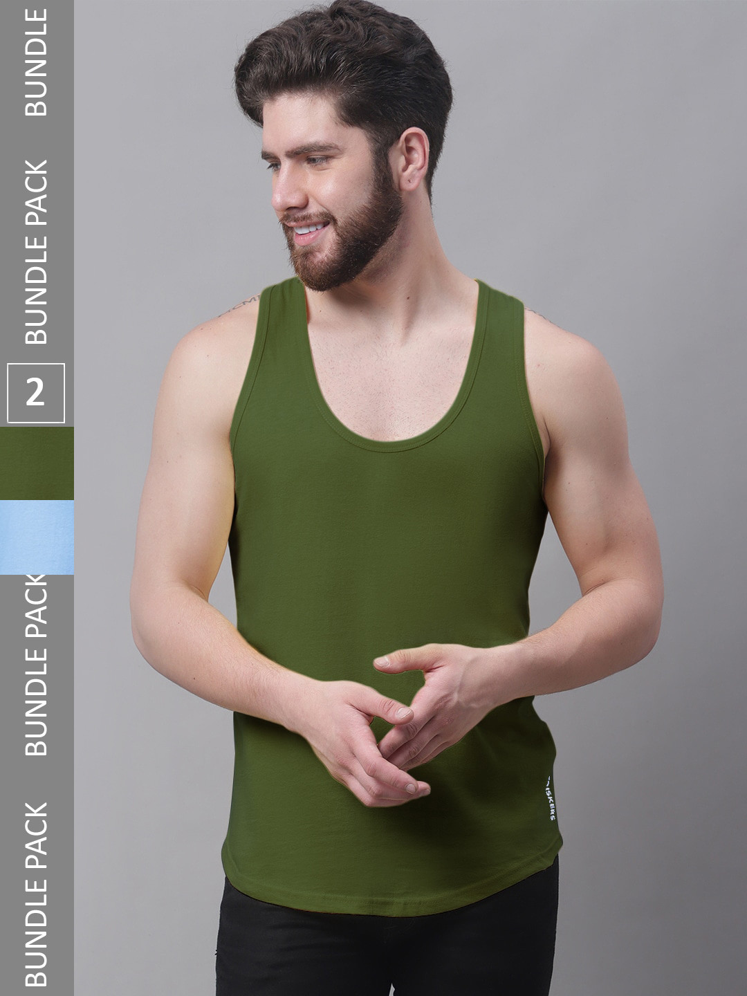 

Friskers Pack Of 2 Pure Cotton Innerwear Vests, Turquoise blue