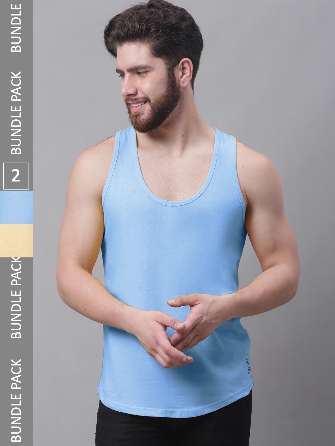

Friskers Pack Of 2 Pure Cotton Innerwear Vests, Beige