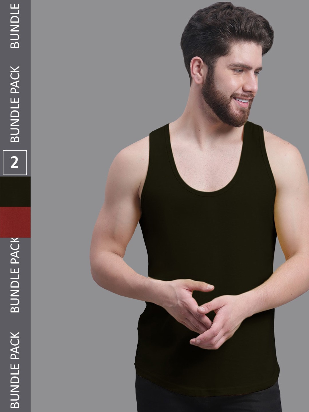 

Friskers Pack Of 2 Skin Friendly Bio-Wash Pure Cotton Innerwear Vests, Black