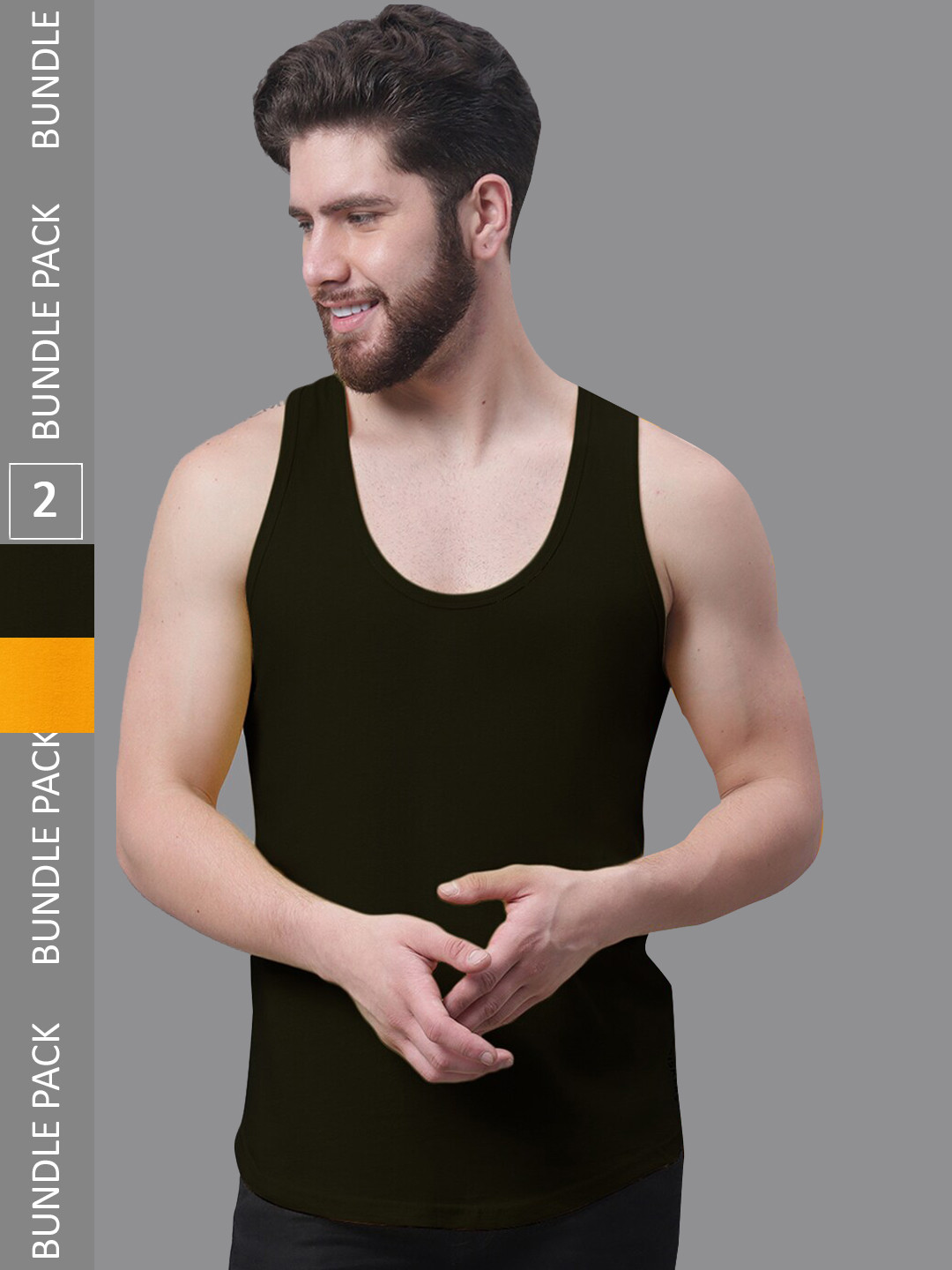 

Friskers Pack Of 2 Pure Cotton Skin Friendly Gym Innerwear Vests, Black