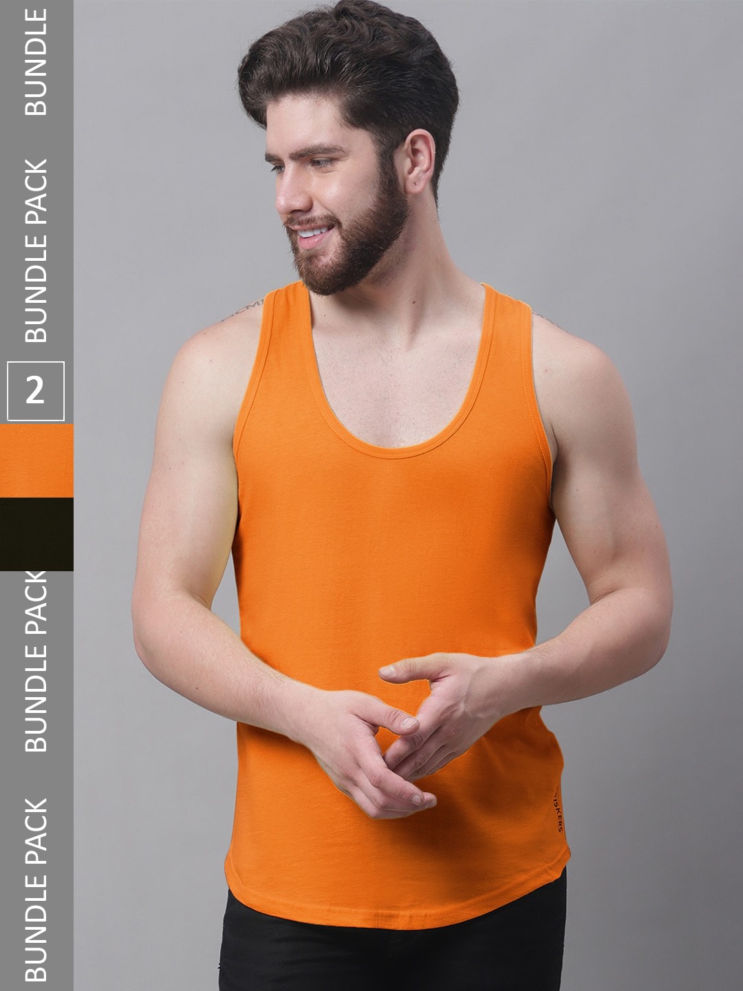 

Friskers Pack Of 2 Pure Cotton Innerwear Vests, Black