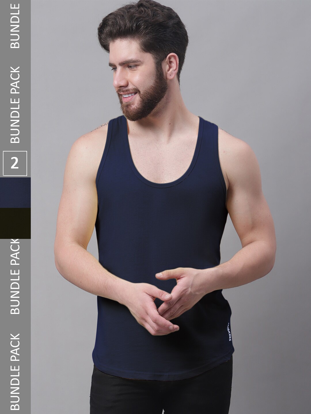 

Friskers Pack Of 2 Skin Friendly Bio-Wash Pure Cotton Innerwear Vests, Black