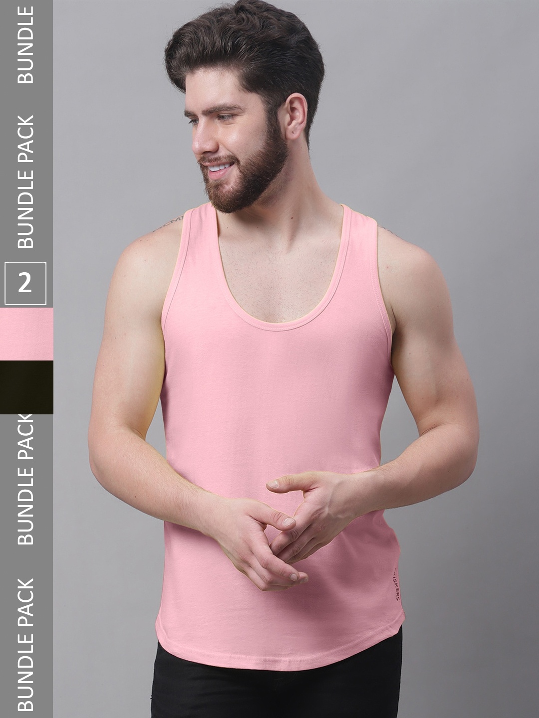 

Friskers Pack Of 2 Skin Friendly Bio-Wash Pure Cotton Innerwear Vests, Black