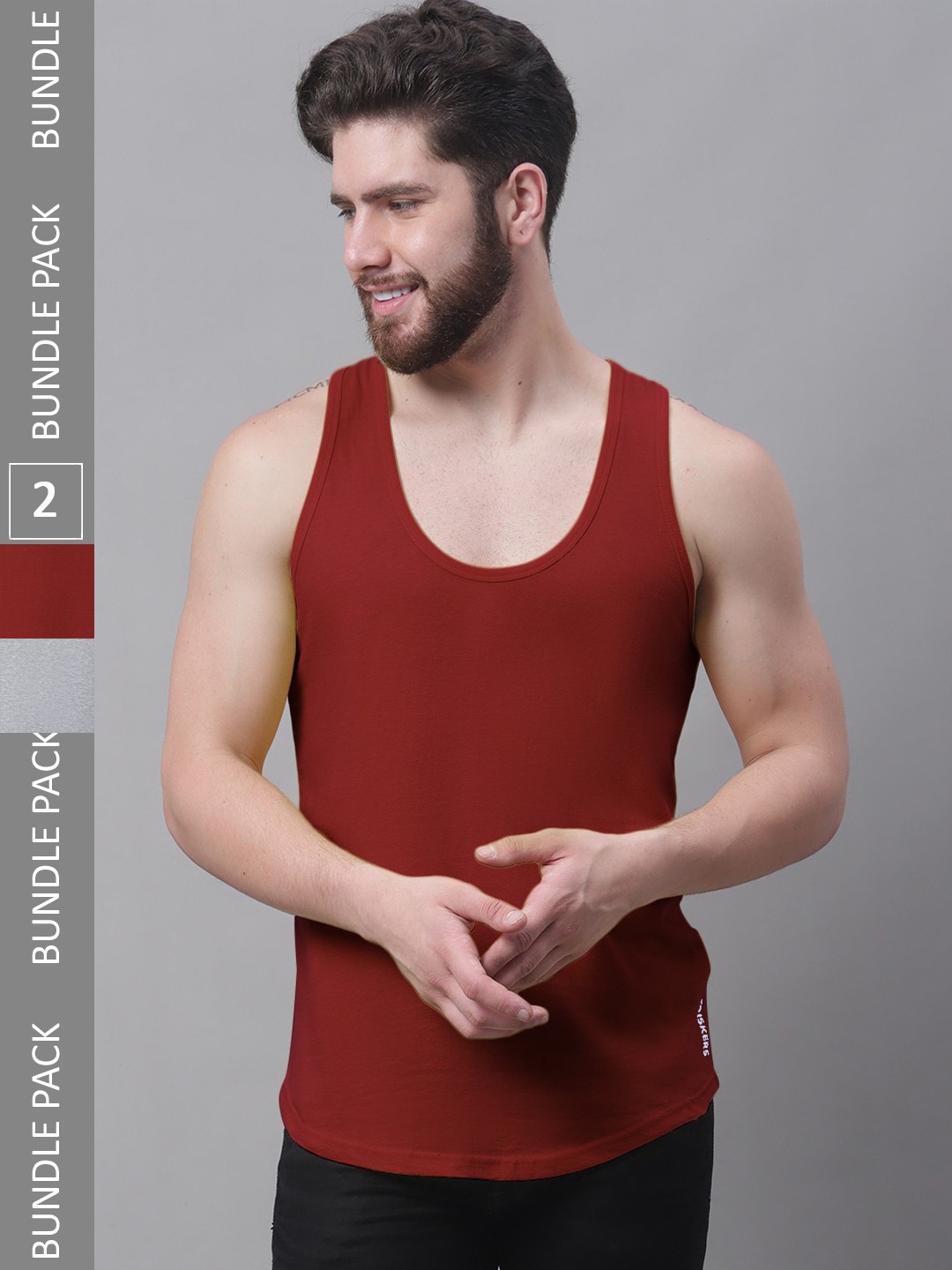 

Friskers Pack Of 2 Pure Cotton Innerwear Vests, Grey