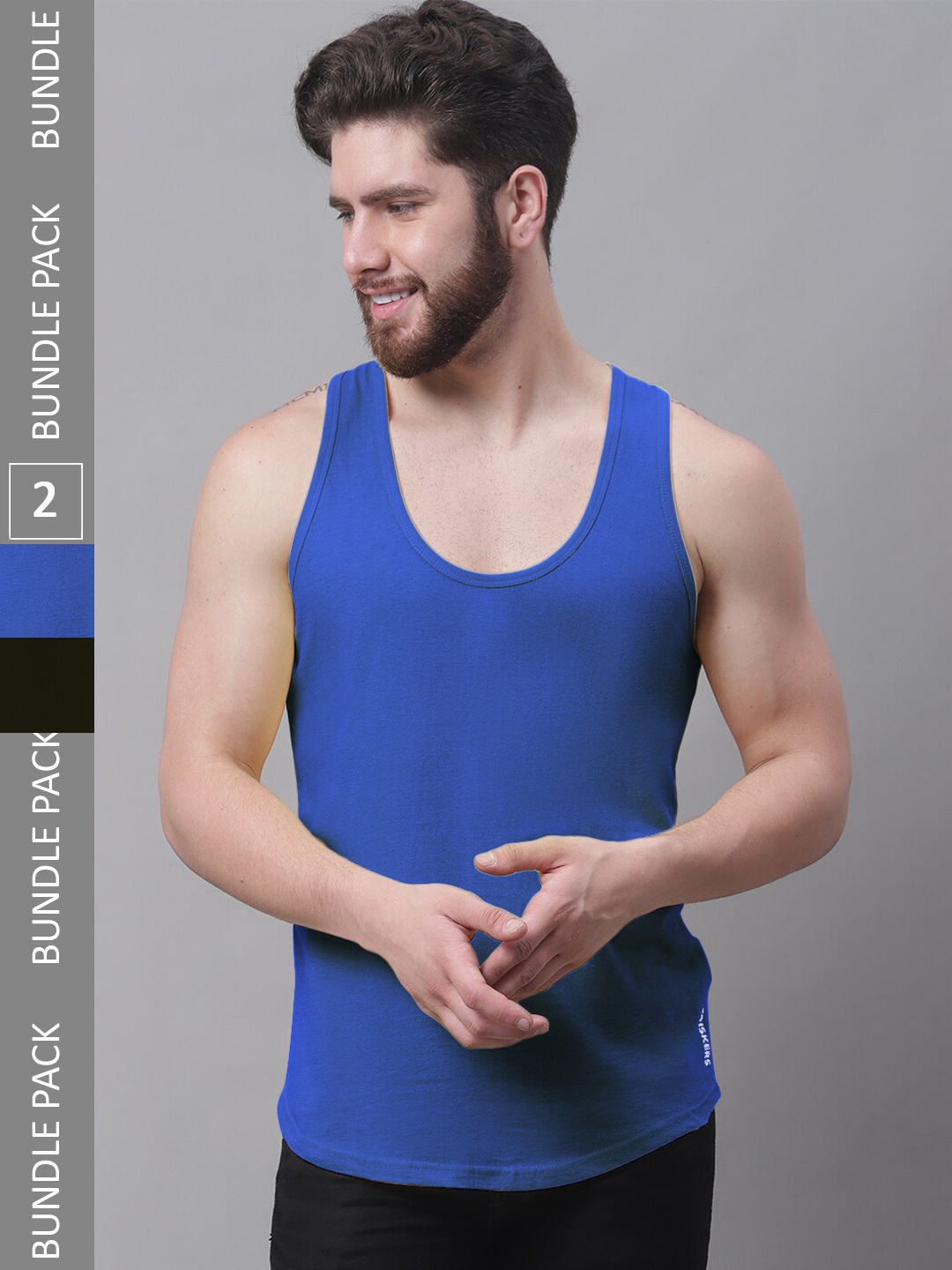 

Friskers Pack Of 2 Pure Cotton Innerwear Vests, Black