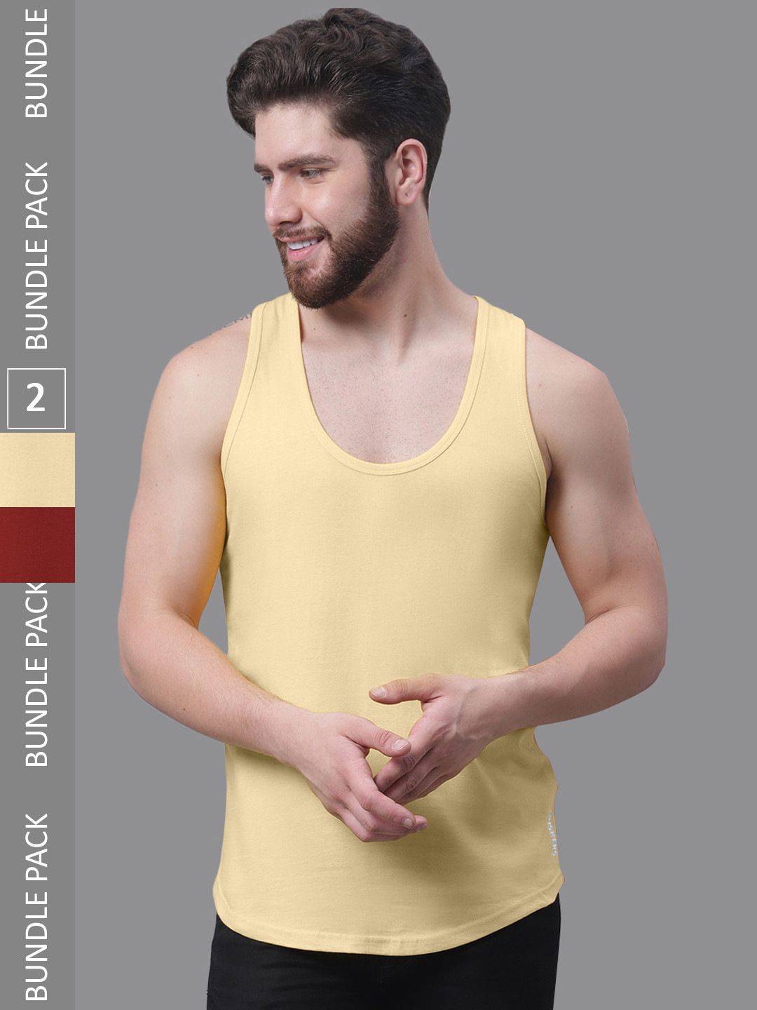 

Friskers Pack Of 2 Pure Cotton Innerwear Vests, Beige