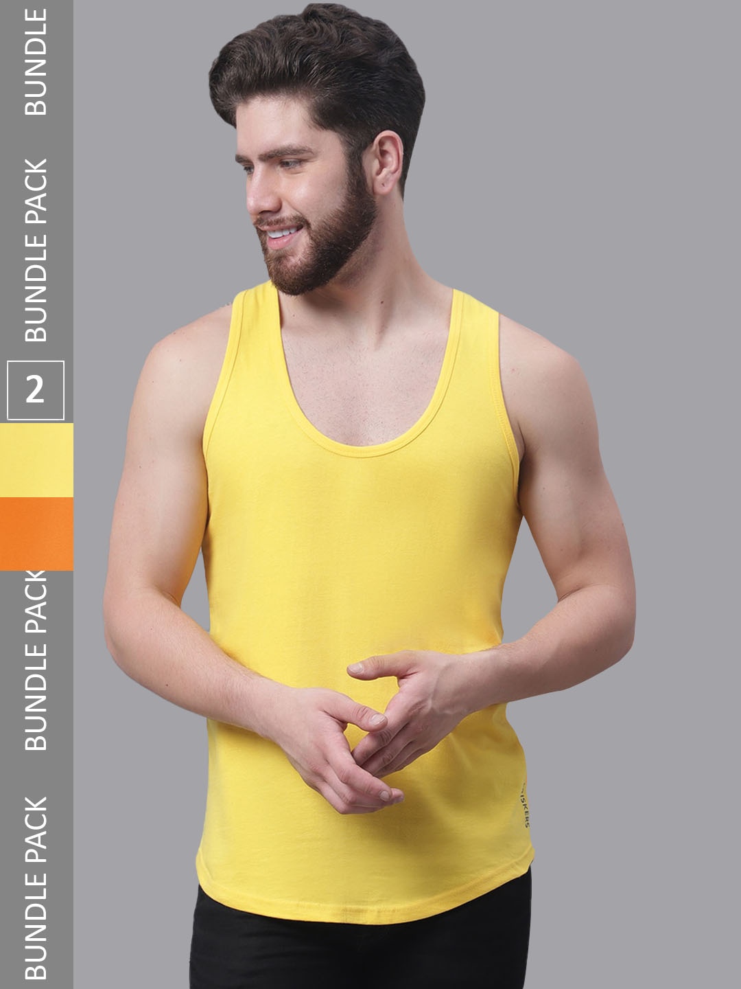 

Friskers Pack Of 2 Skin Friendly Bio-Wash Pure Cotton Innerwear Vests, Yellow