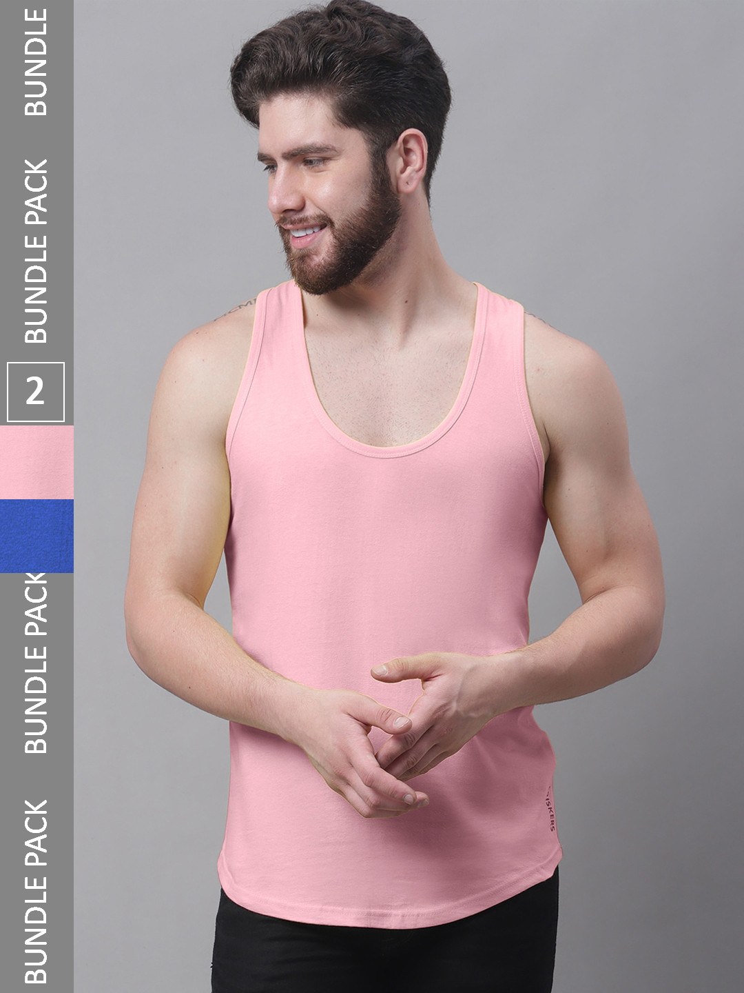 

Friskers Pack Of 2 Bio-Wash Pure Cotton Gym Vest, Pink