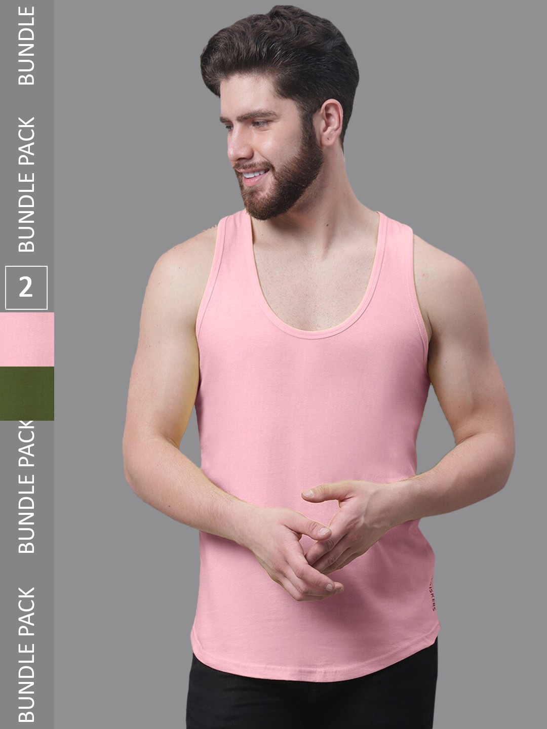 

Friskers Pack Of 2 Pure Cotton Skin Friendly Gym Innerwear Vests, Pink