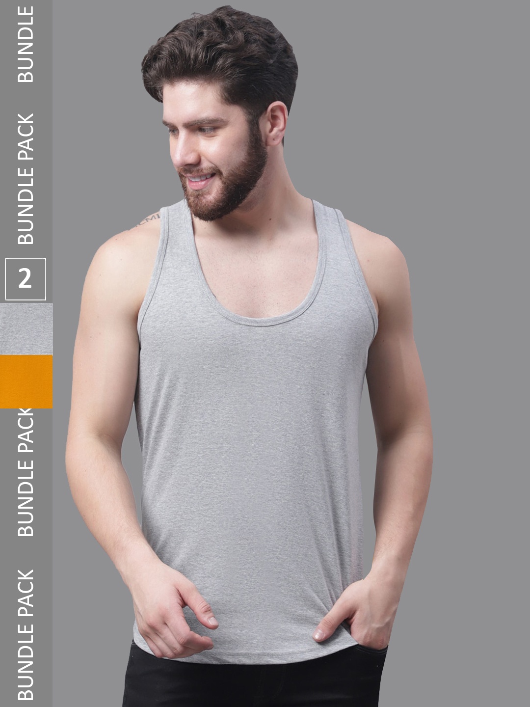 

Friskers Pack Of 2 Skin Friendly Bio-Wash Pure Cotton Innerwear Vests, Grey