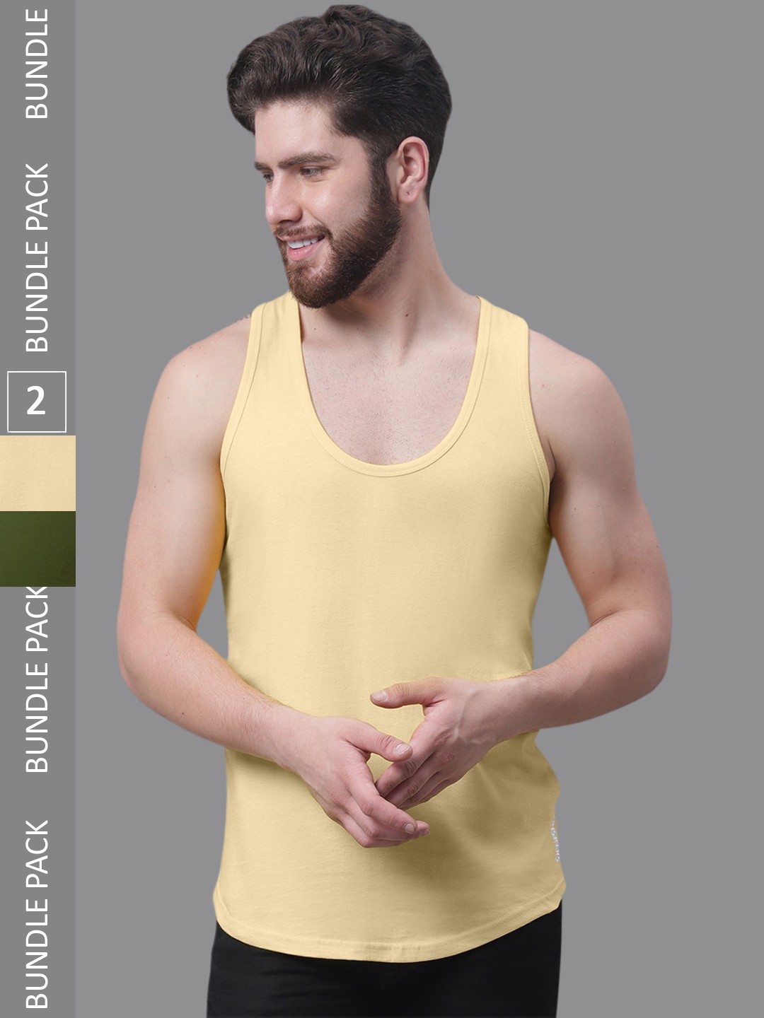 

Friskers Pack Of 2 Pure Cotton Innerwear Vests, Beige