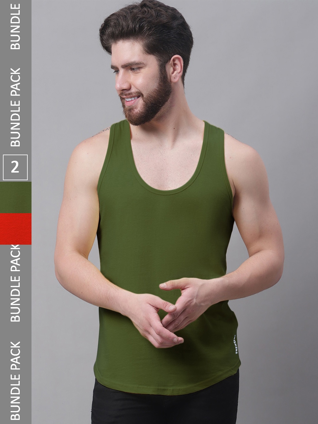 

Friskers Pack Of 2 Pure Cotton Skin Friendly Gym Innerwear Vests, Red