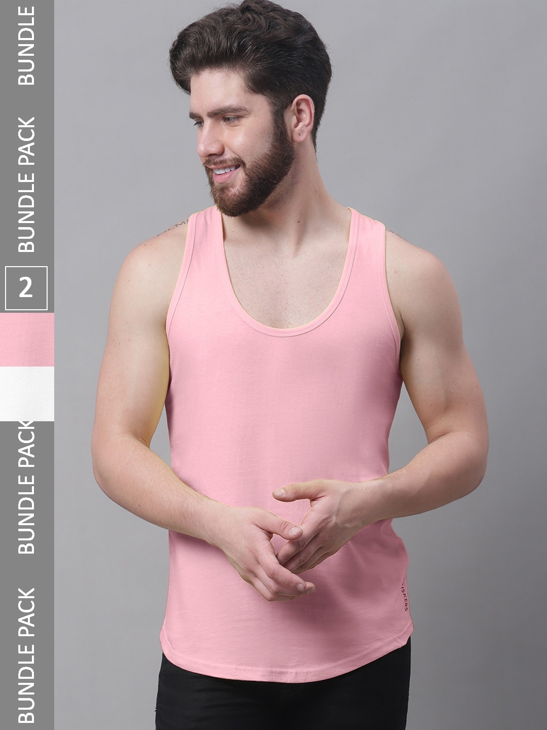 

Friskers Pack Of 2 Bio-Wash Pure Cotton Gym Vest, White