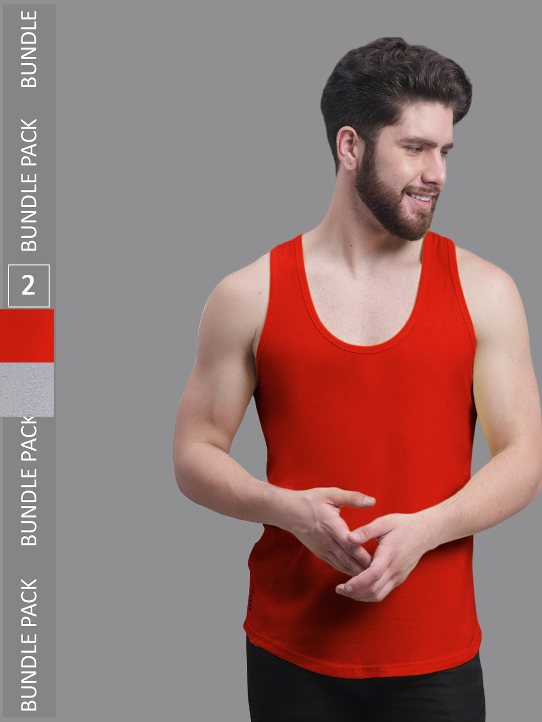 

Friskers Pack Of 2 Pure Cotton Skin Friendly Gym Innerwear Vests, Red
