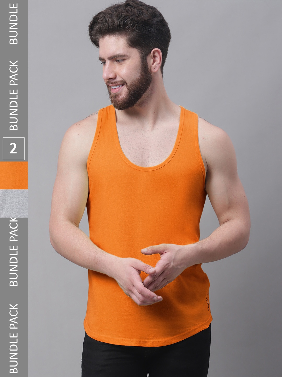 

Friskers Pack Of 2 Skin Friendly Bio-Wash Pure Cotton Innerwear Vests, Grey