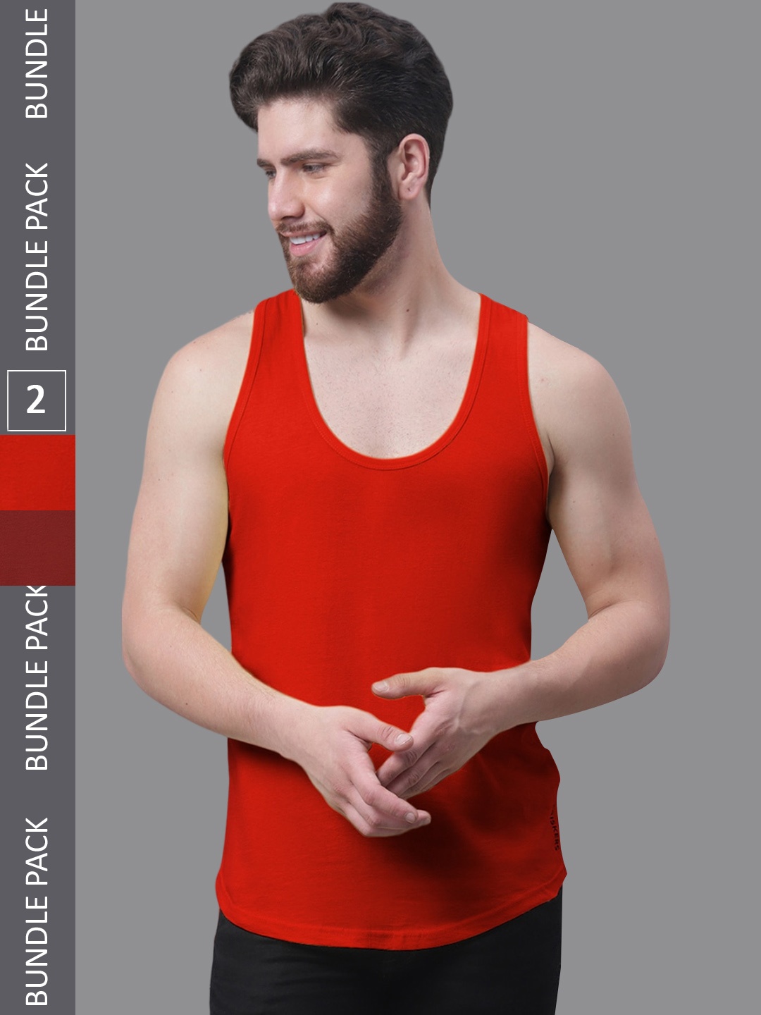 

Friskers Pack Of 2 Pure Cotton Innerwear Vests, Red