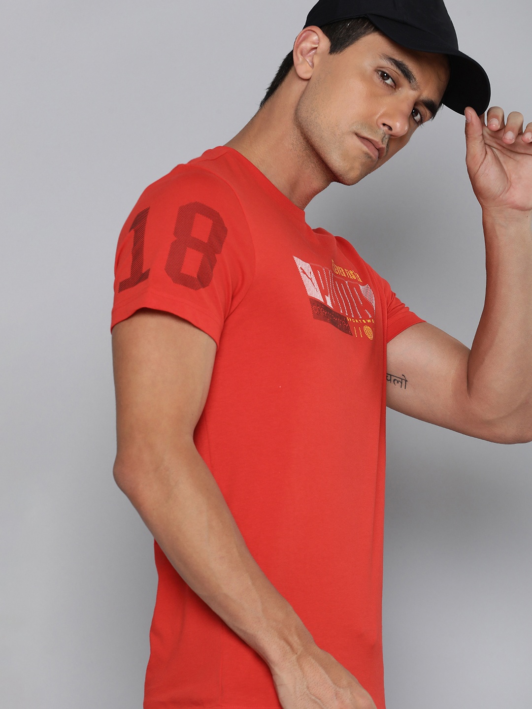 

one8 x PUMA Printed Pure Cotton Applique Slim Fit T-shirt, Red