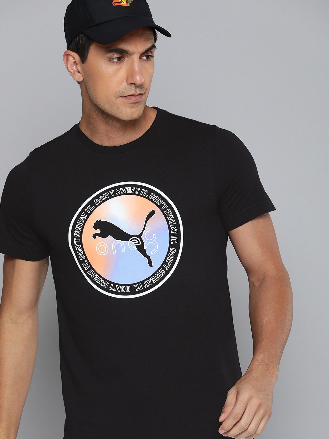 

one8 x PUMA Radial Graphic Printed Pure Cotton Regular Fit T-shirt, Black
