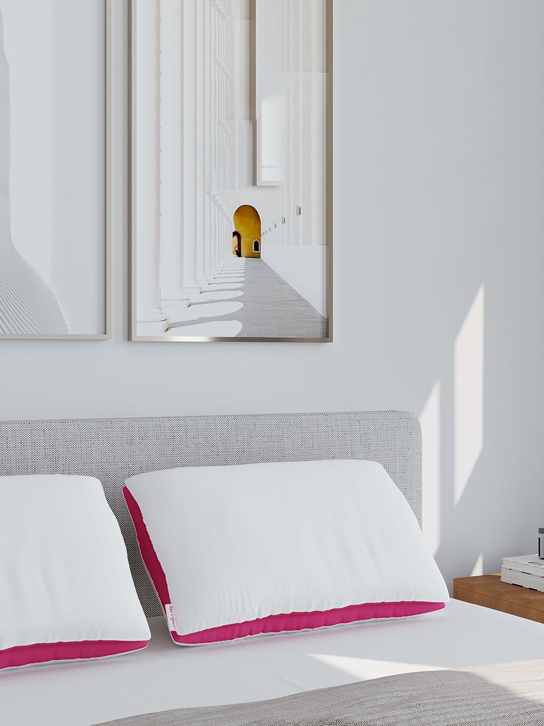 

Springwel White & Pink Double Decker Pillow